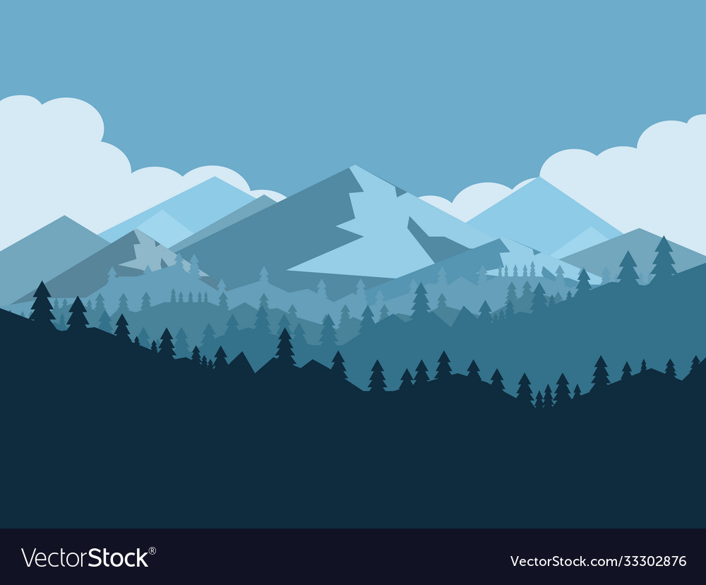 Mountains and forest landscape early Royalty Free Vector