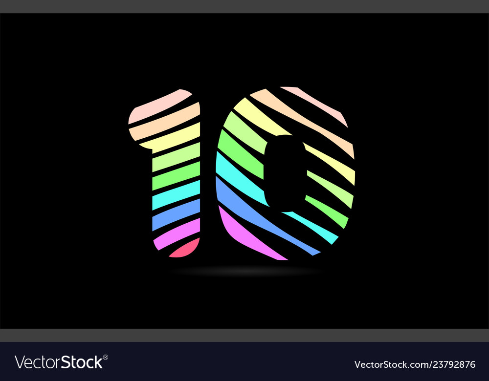 Rainbow 10 ten number stripes logo icon design