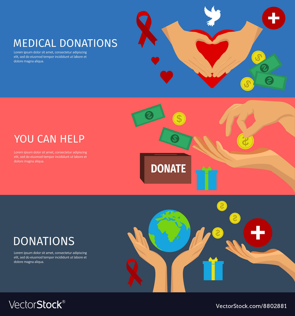 Charity Flat Banner Set Royalty Free Vector Image