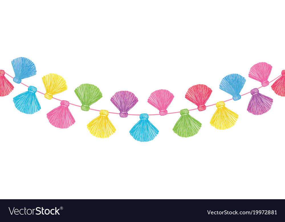Colorful decorative tassels set horizontal Vector Image