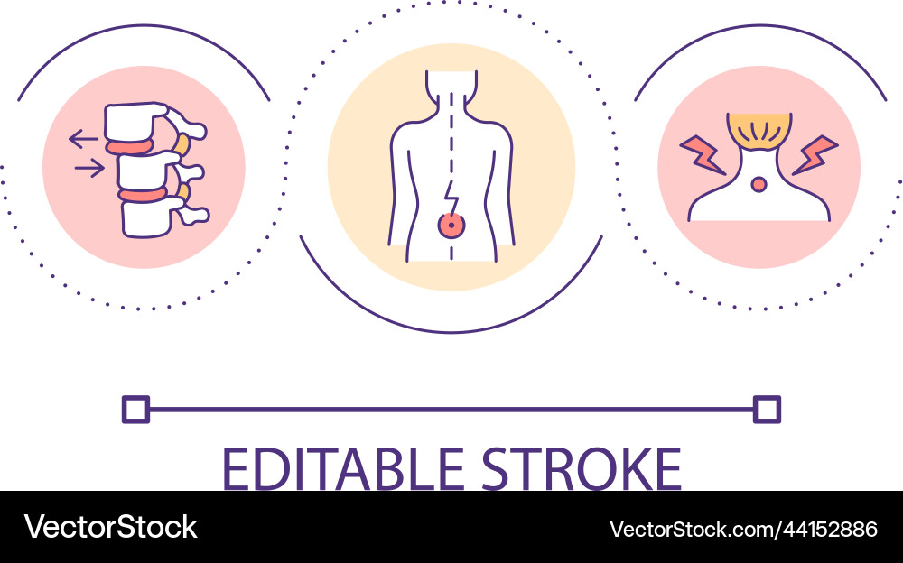 Back pain problem loop concept icon Royalty Free Vector