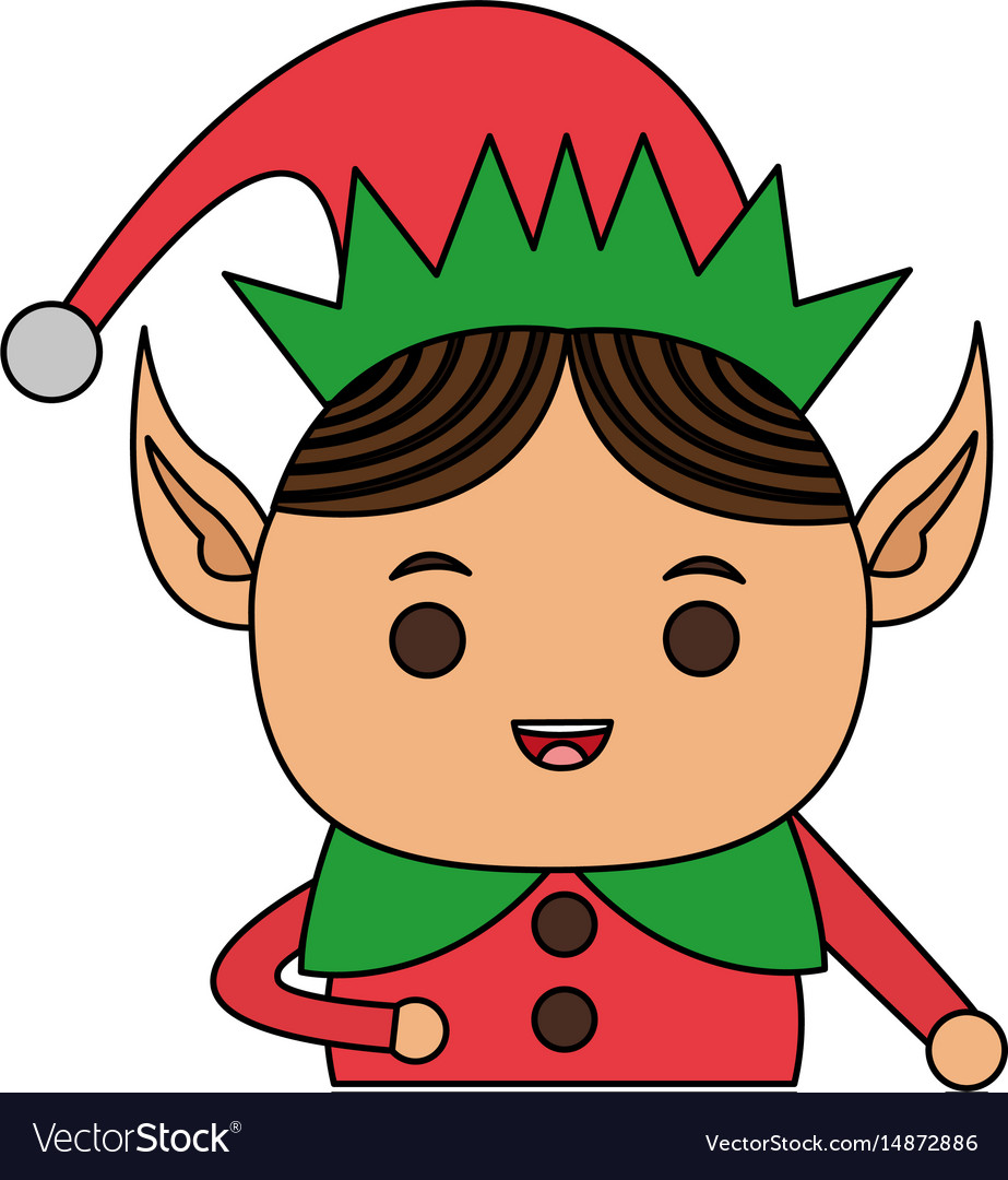 Color image cartoon half body christmas elf Vector Image