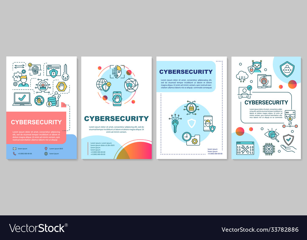 Cybersecurity framework brochure template Vector Image