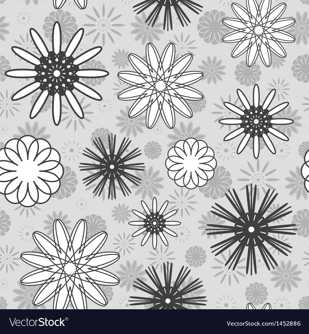 Gray flowers seamless pattern