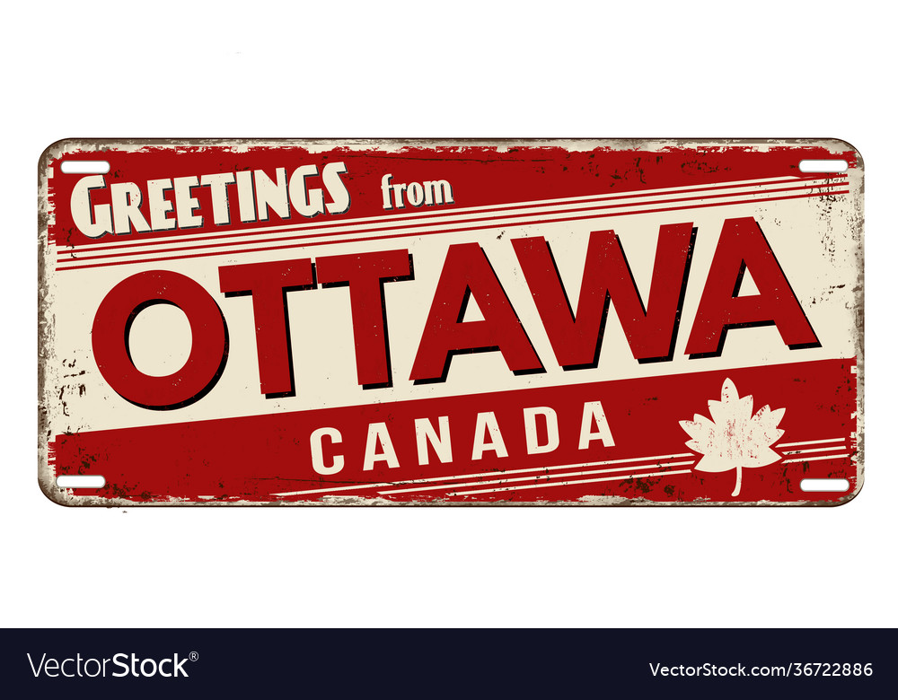 Greetings from ottawa vintage rusty metal plate