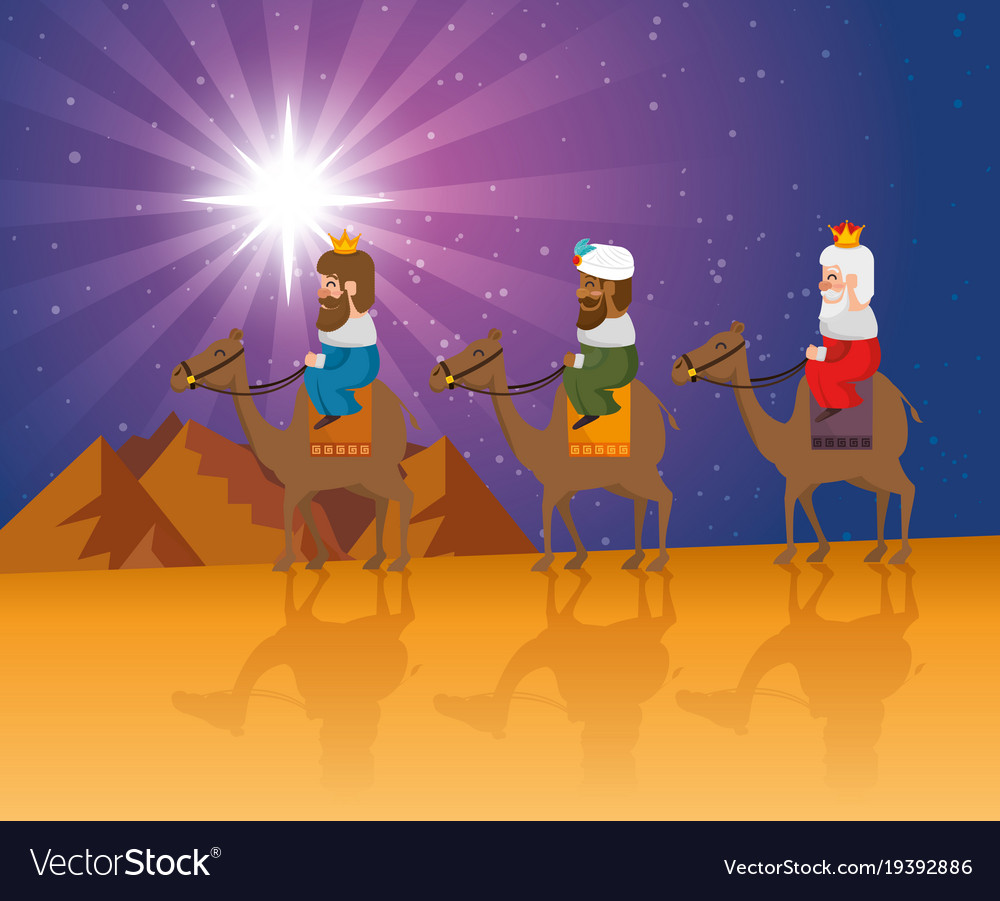 Three magic kings of orient cartoons Royalty Free Vector