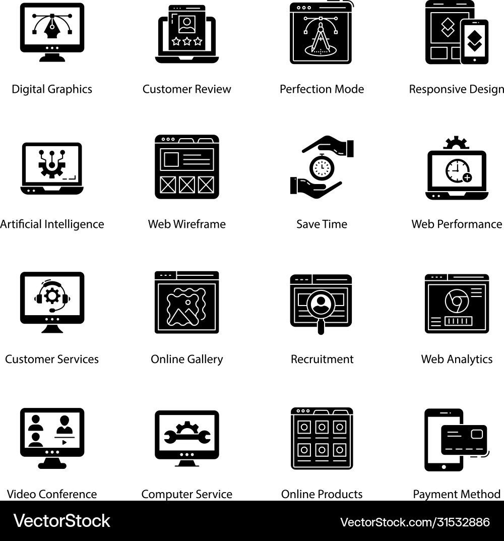 Web and graphic designs solid pack Royalty Free Vector Image