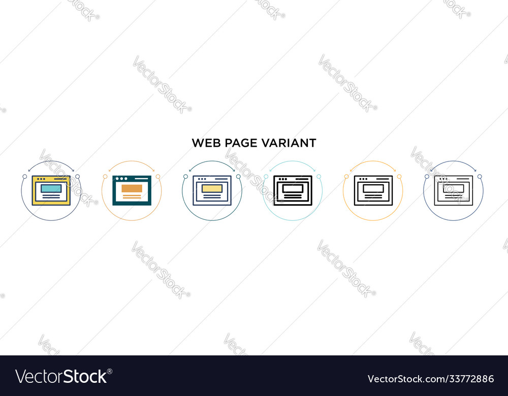 Web-Seite Variante Symbol in gefüllter dünner Linie Umriss