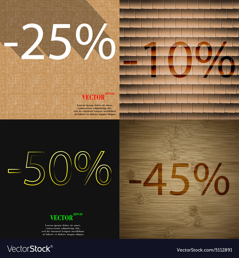 10 50 45 icon set of percent discount on abstract