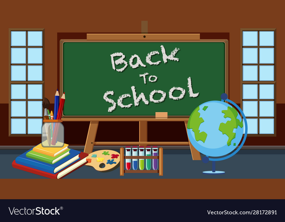 Classroom background with a chalkboard Royalty Free Vector