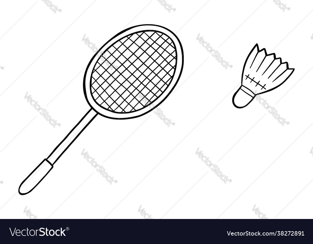 Cartoon badminton racket and ball shuttlecock Vector Image