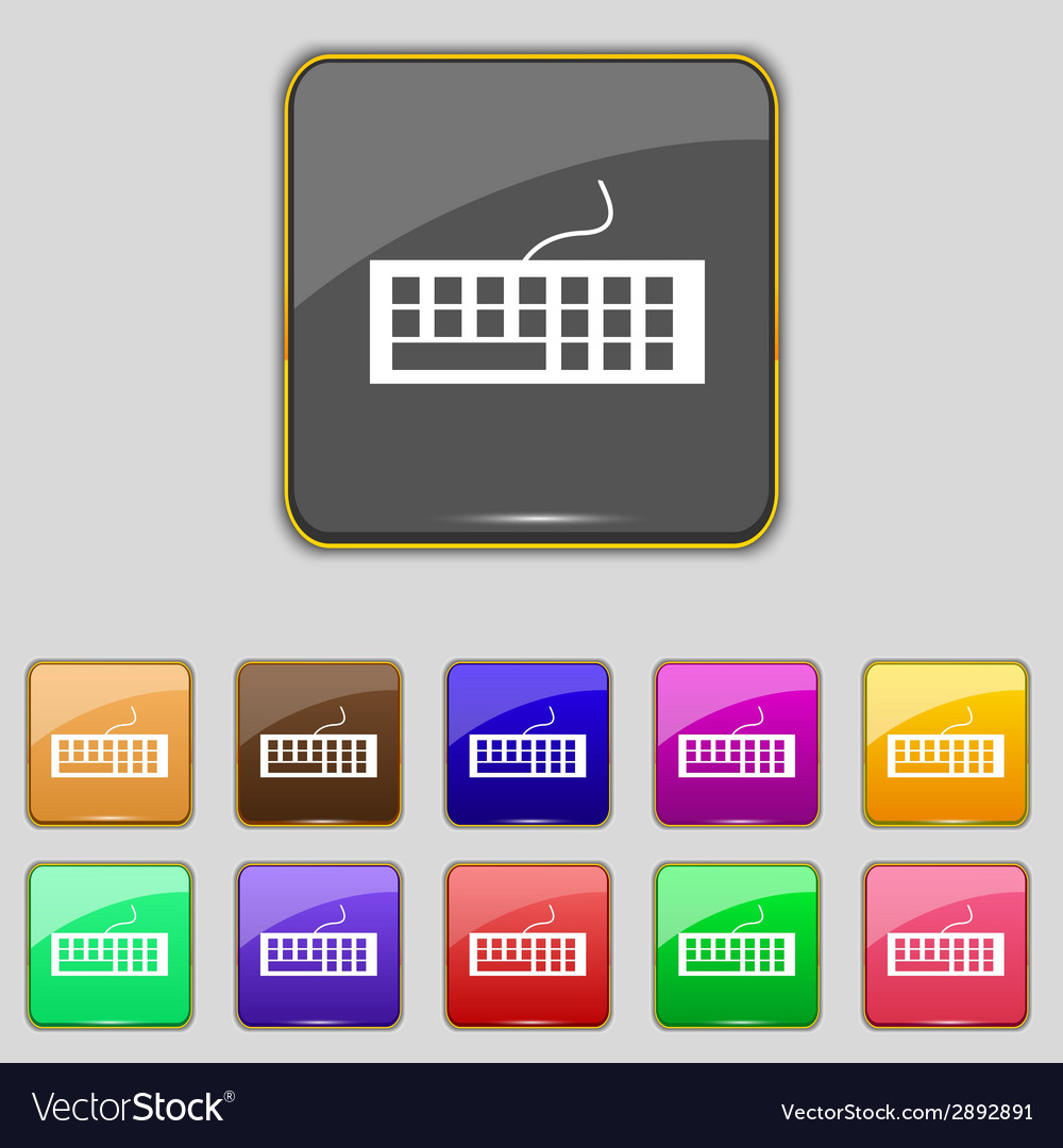 Computer keyboard icon set colourful buttons Vector Image