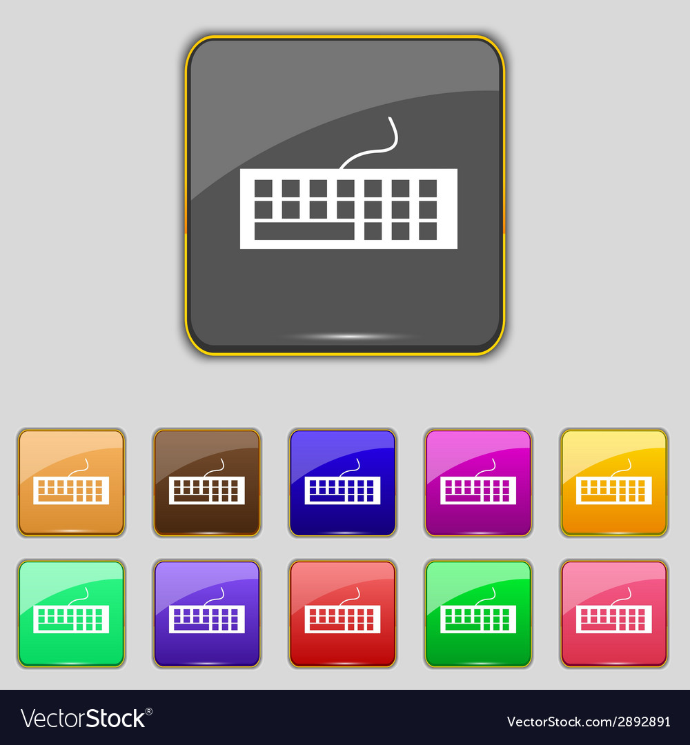 Computer keyboard icon set colourful buttons