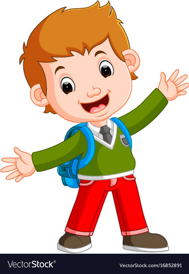Cute boy on his way to school royalty free vector image