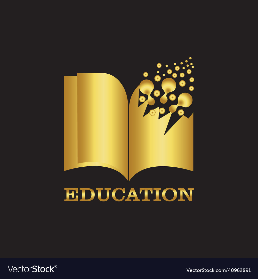 Gold book logo template design Royalty Free Vector Image