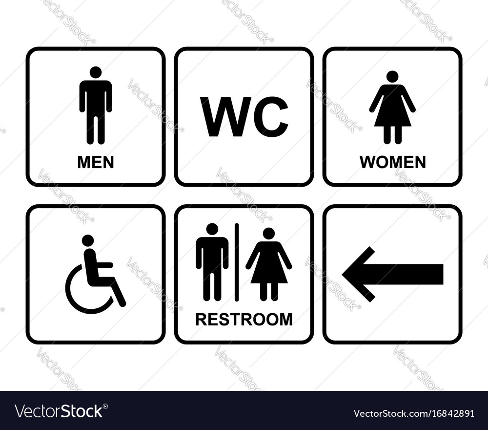 Male and female restroom symbol icons set Vector Image
