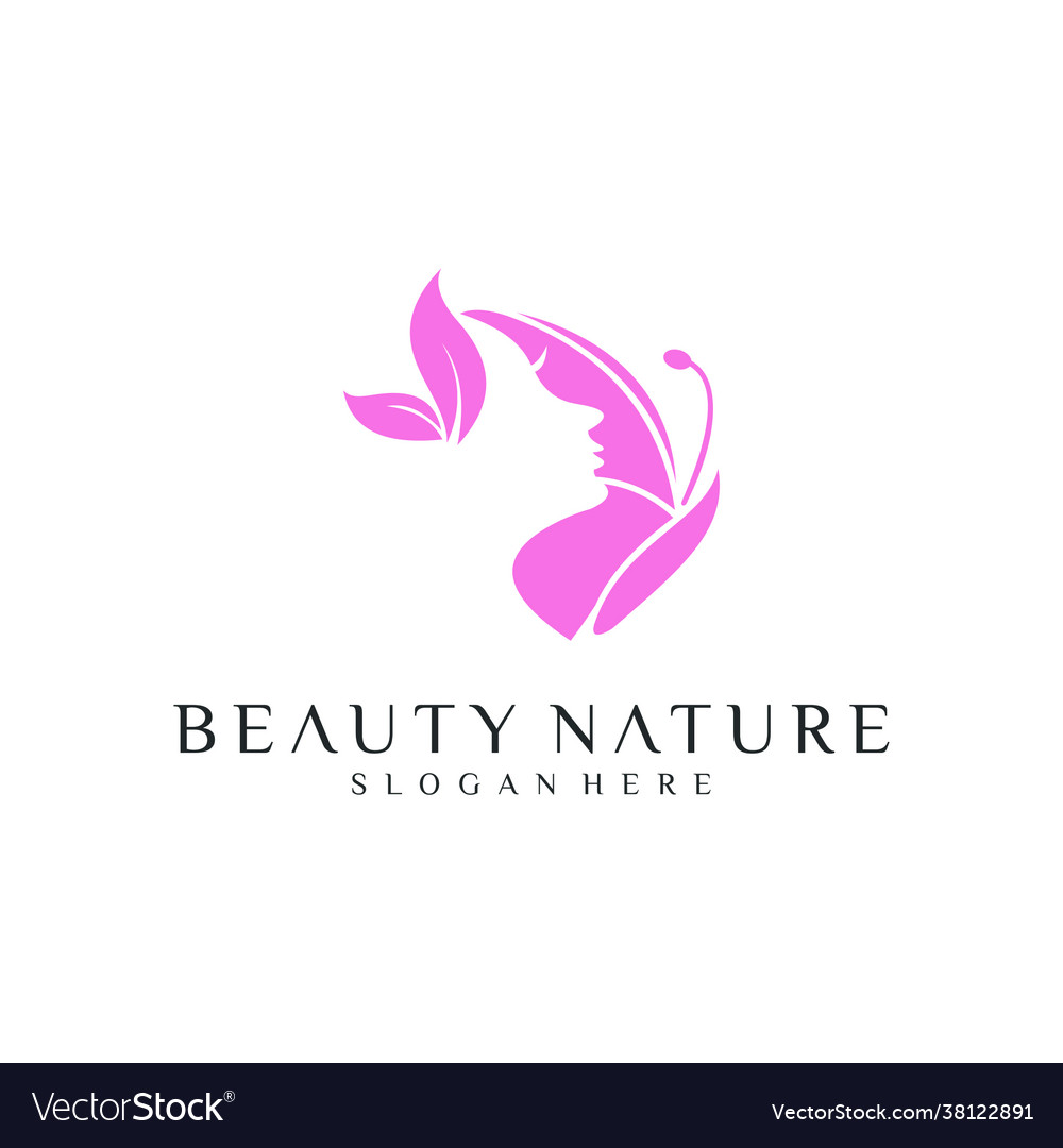 Natural face beauty logo design template Vector Image