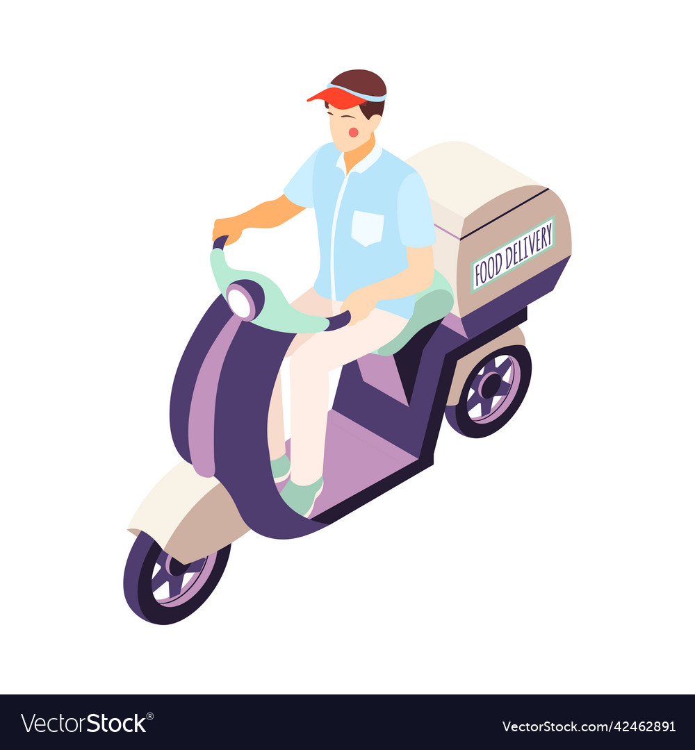 Scooter delivery boy composition Royalty Free Vector Image