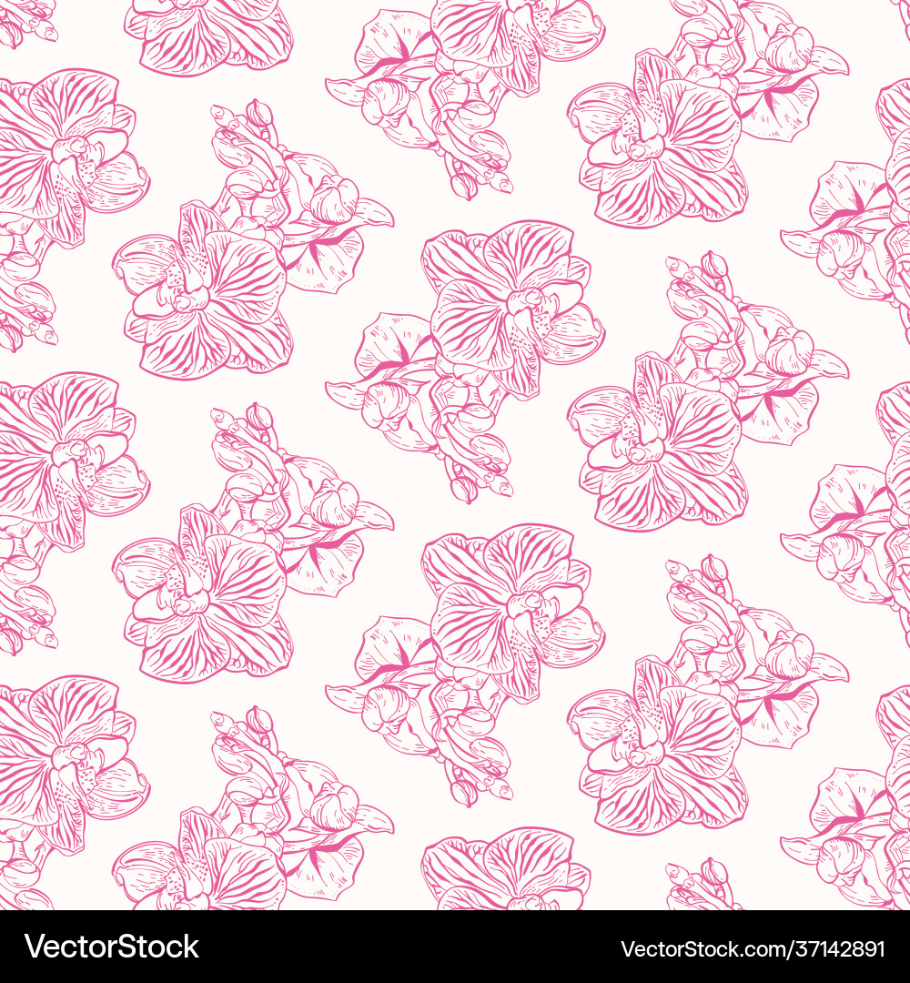 Seamless pattern with orchids Royalty Free Vector Image