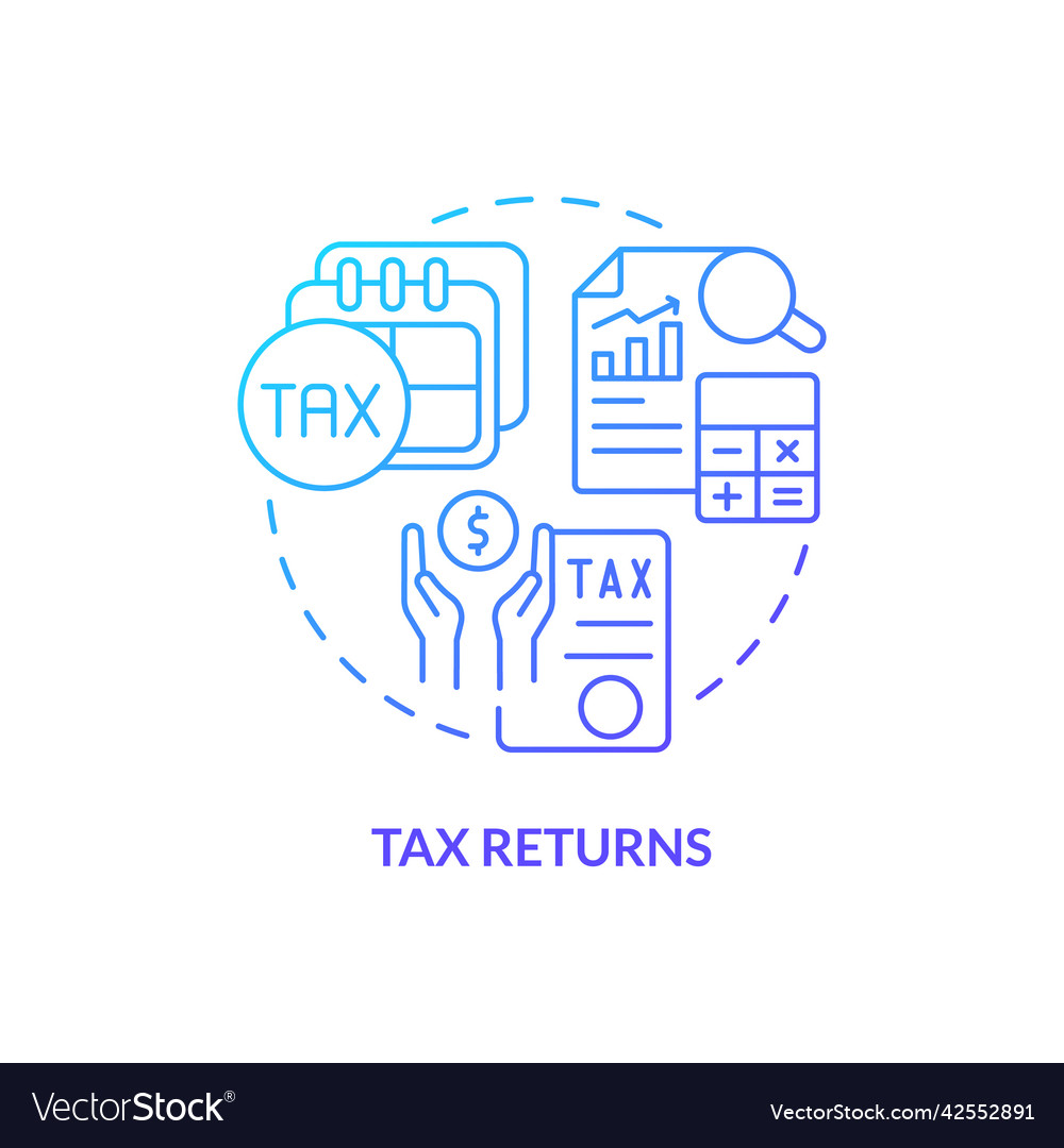 Tax returns blue gradient concept icon Royalty Free Vector