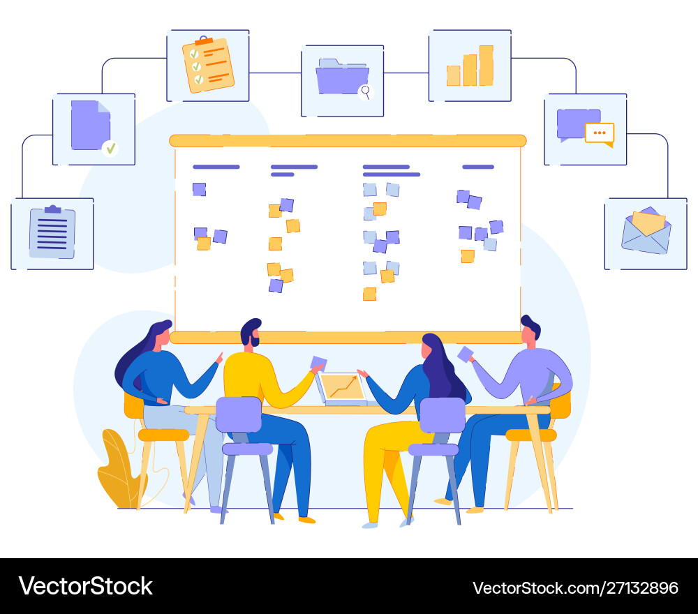 Banner Distribution Tasks Between Team Cartoon Vector Image