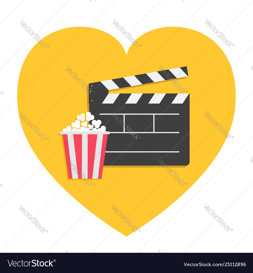 Big open clapper board popcorn heart shape i love