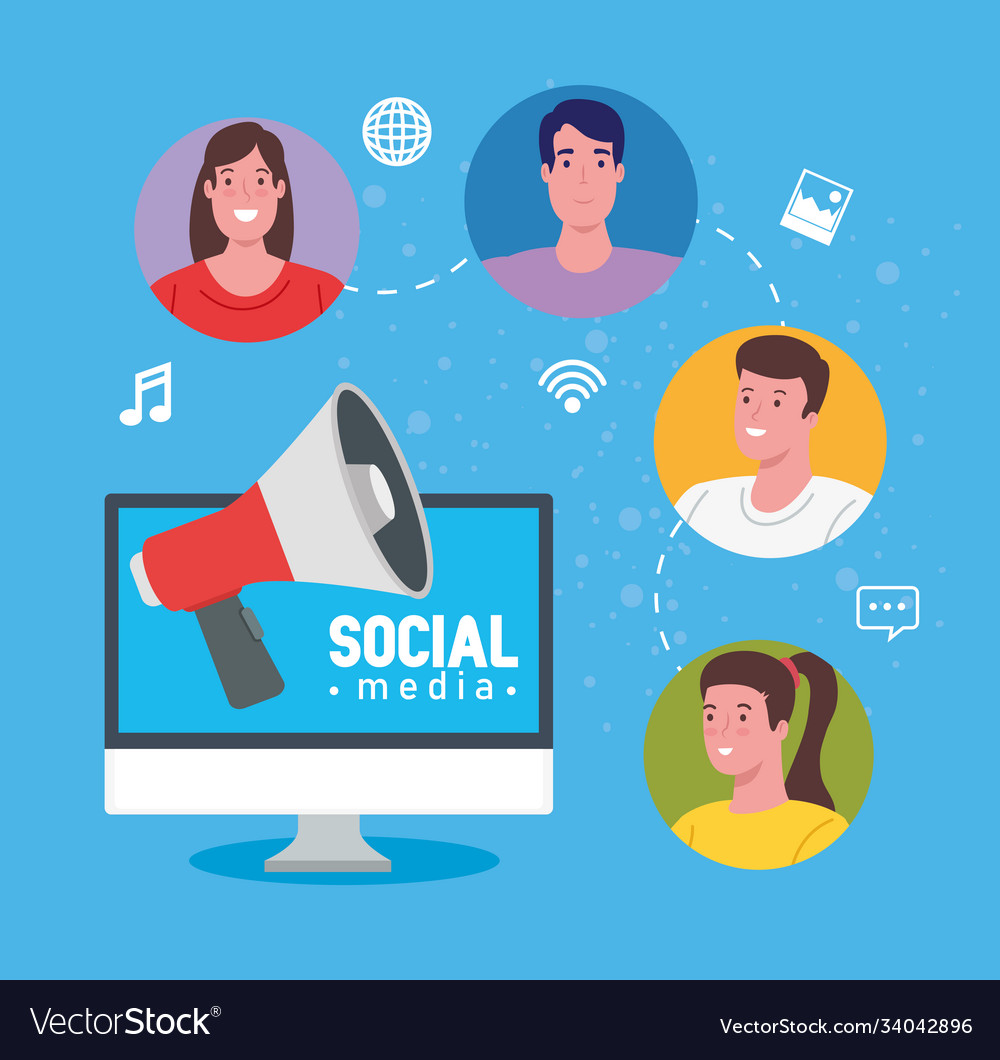 Social media people communicating computer Vector Image