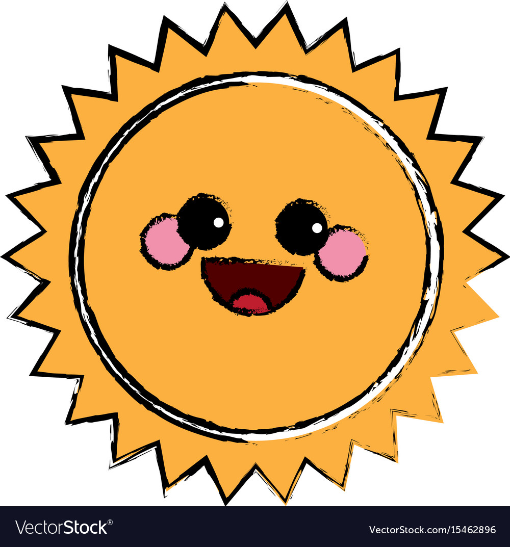 Summer sun kawaii character emoticon hot icon Vector Image