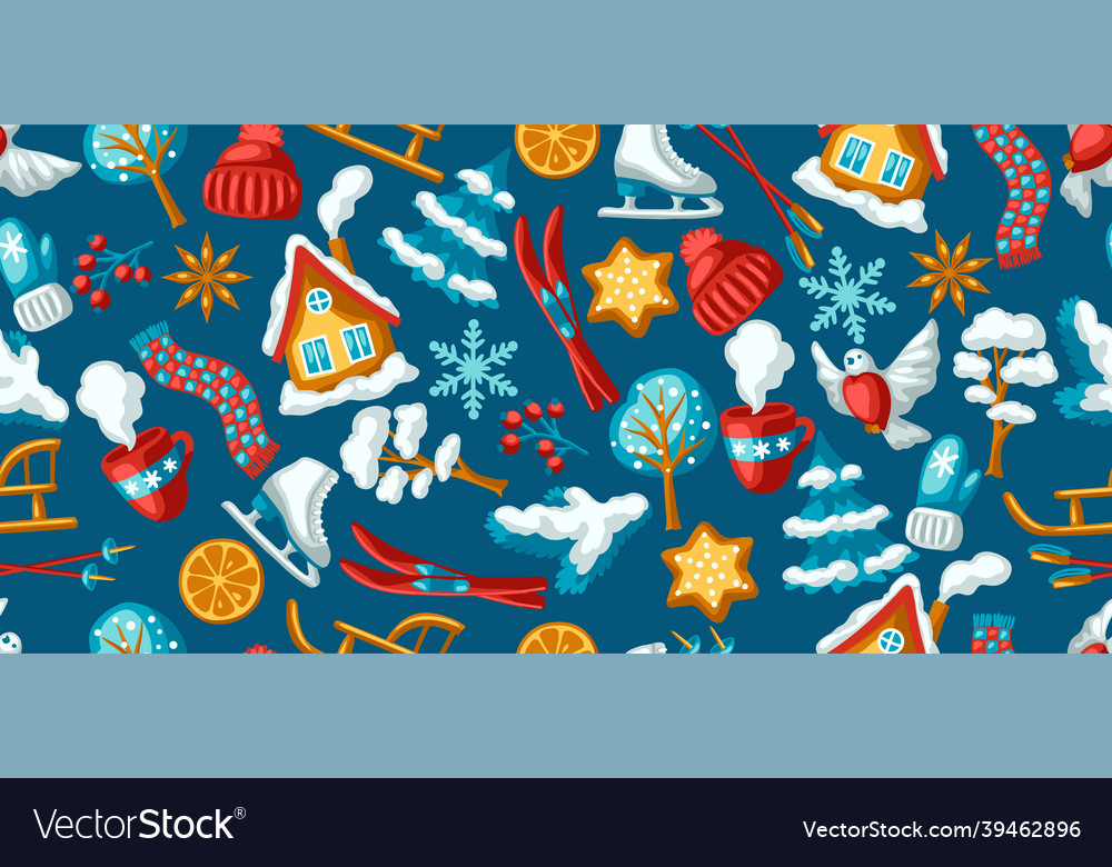 Winter seasonal seamless pattern outdoor leisure