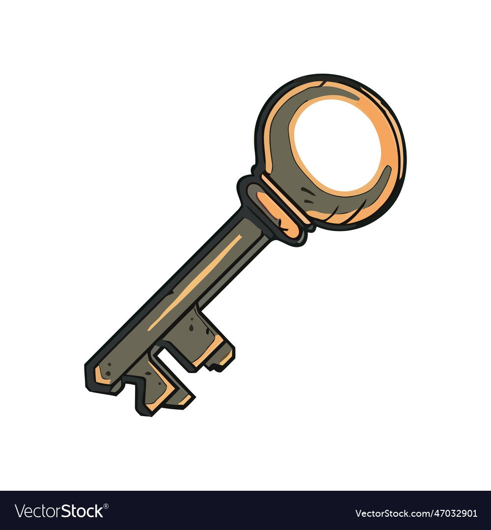 Black key design for unlocking metal door Vector Image