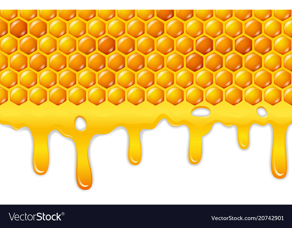 Cartoon honeycomb with honey dripping Royalty Free Vector