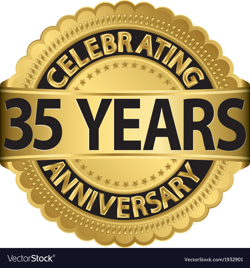 celebrating-35-years-anniversary-golden-label-vector-image