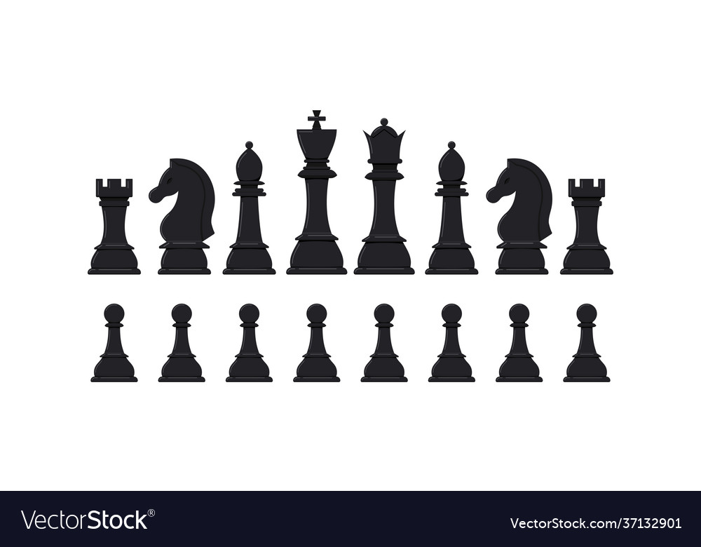 Chess pieces icon set isolated on white Royalty Free Vector