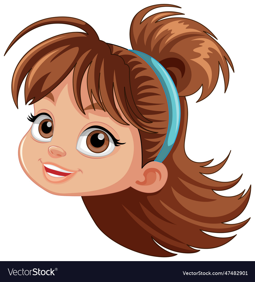 Girl With Brown Hair Cartoon Face Royalty Free Vector Image 4147