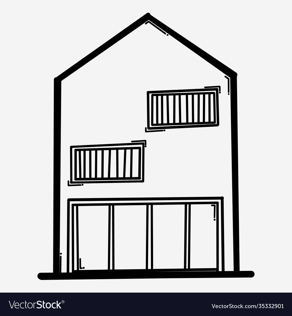 House building doodle icon drawing sketch hand Vector Image