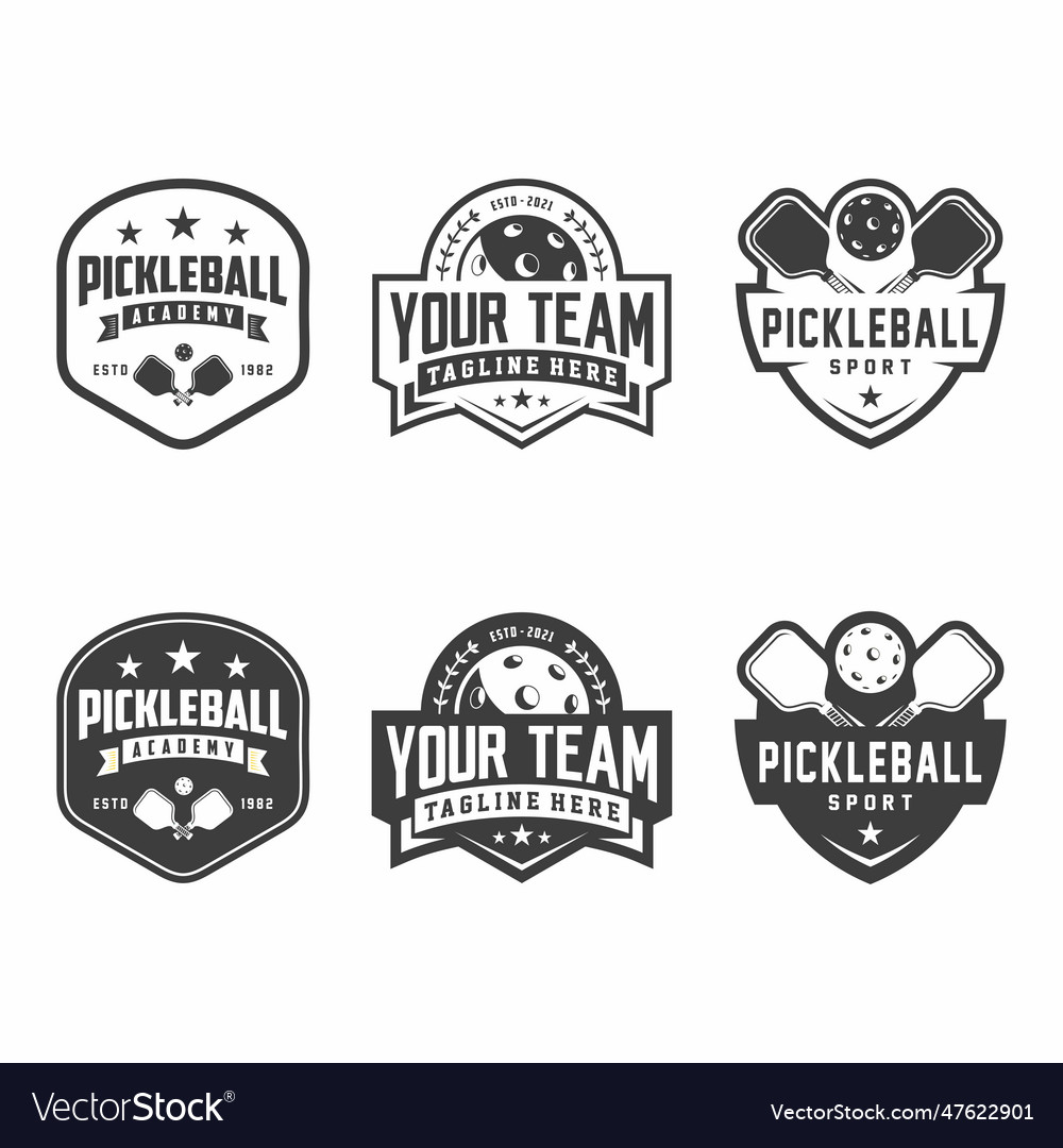 Pickleball Club Logo Badge Set Design Royalty Free Vector 9726