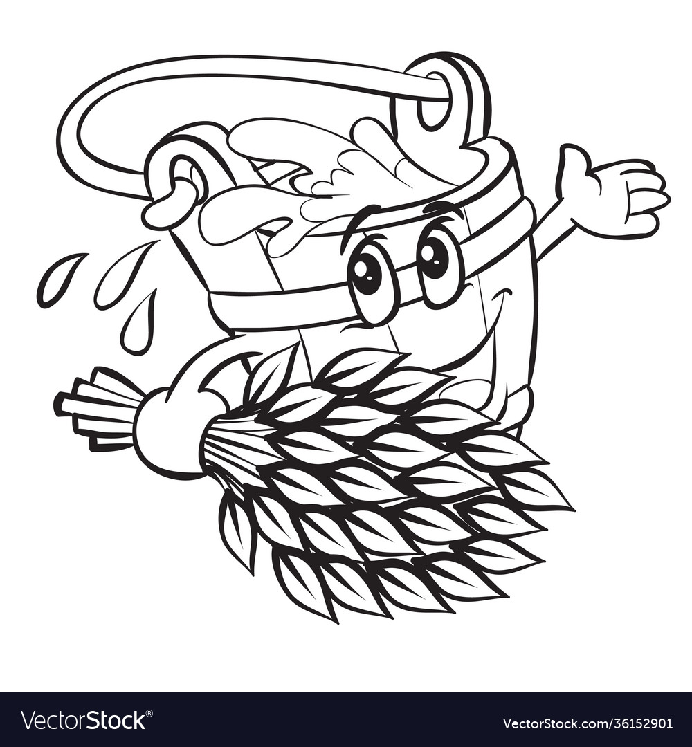 Sketch cartoon character a bucket with water Vector Image Sketch cartoon character a bucket with water Vector Image