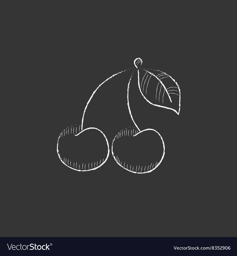 Cherry drawn in chalk icon Royalty Free Vector Image