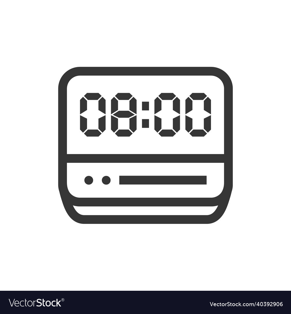 Digital alarm clock line style isolated Royalty Free Vector