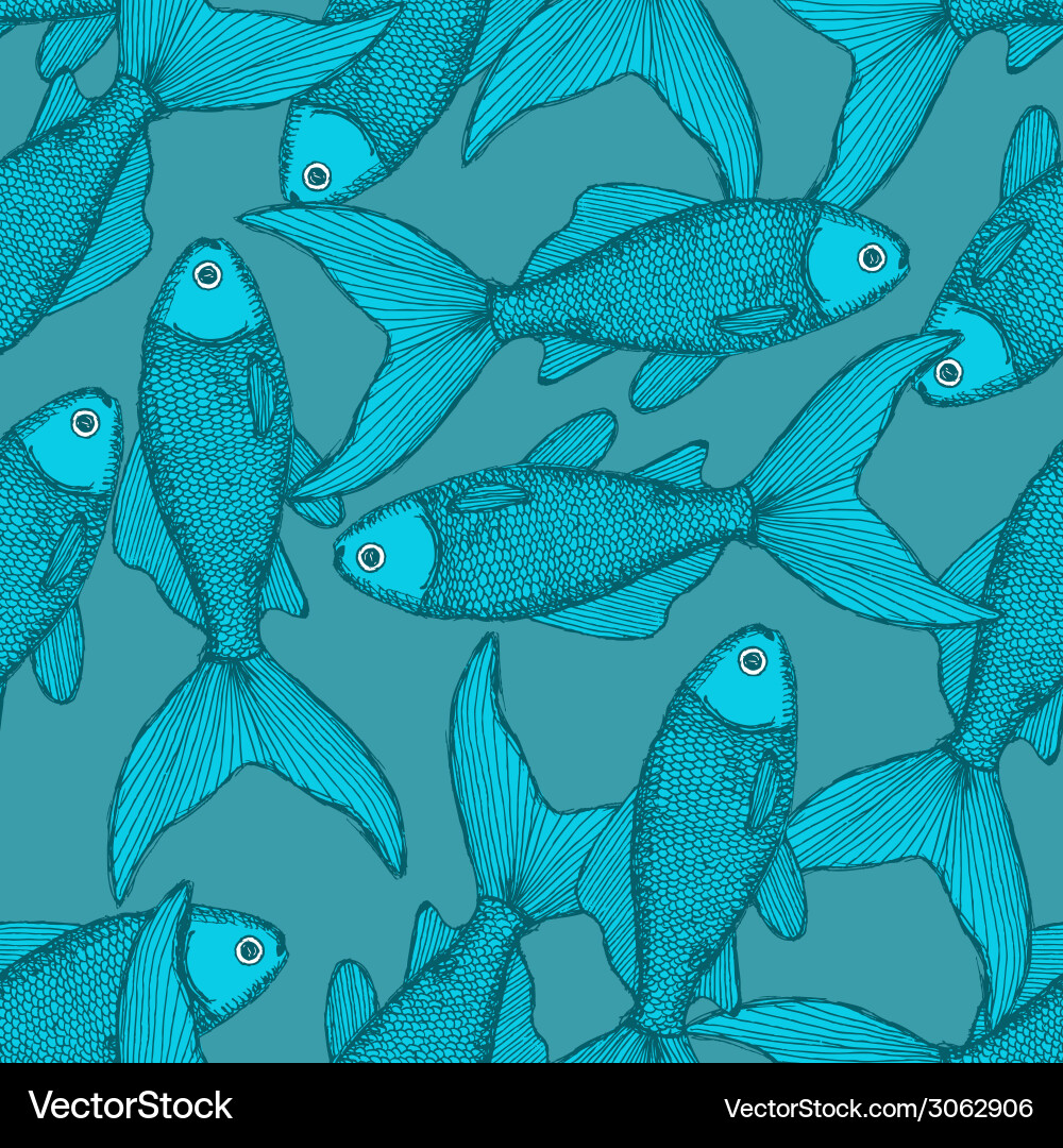 Fish cute seamless pattern Royalty Free Vector Image