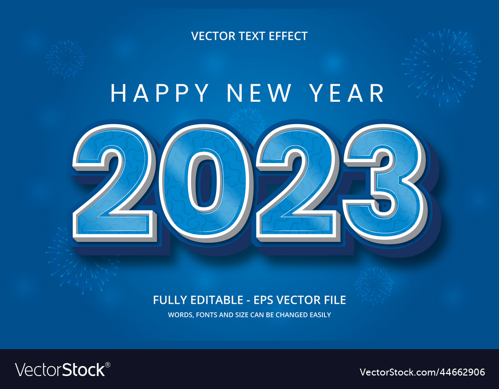 Happy new year 2023 editable text effect Vector Image