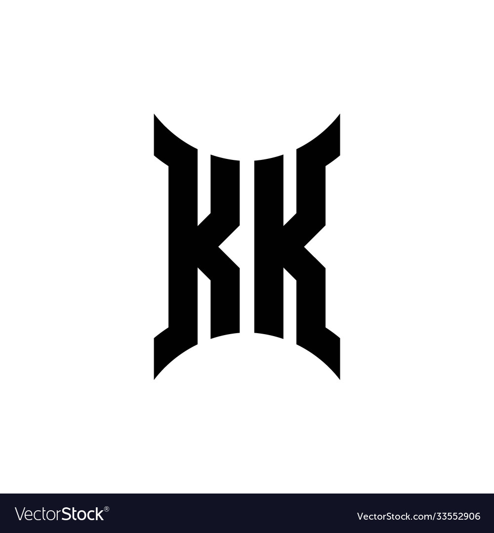 Kk monogram logo with curved side Royalty Free Vector Image