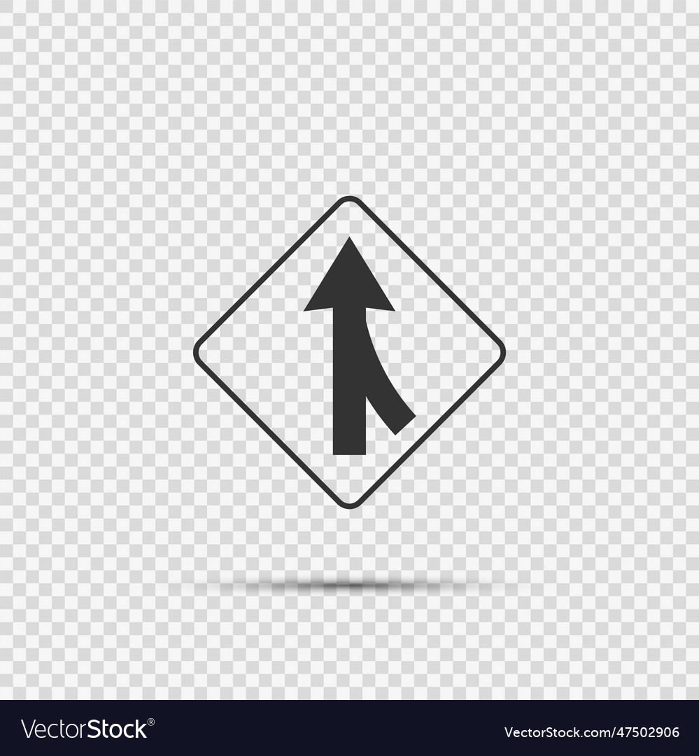 Lanes merging right sign on transparent background