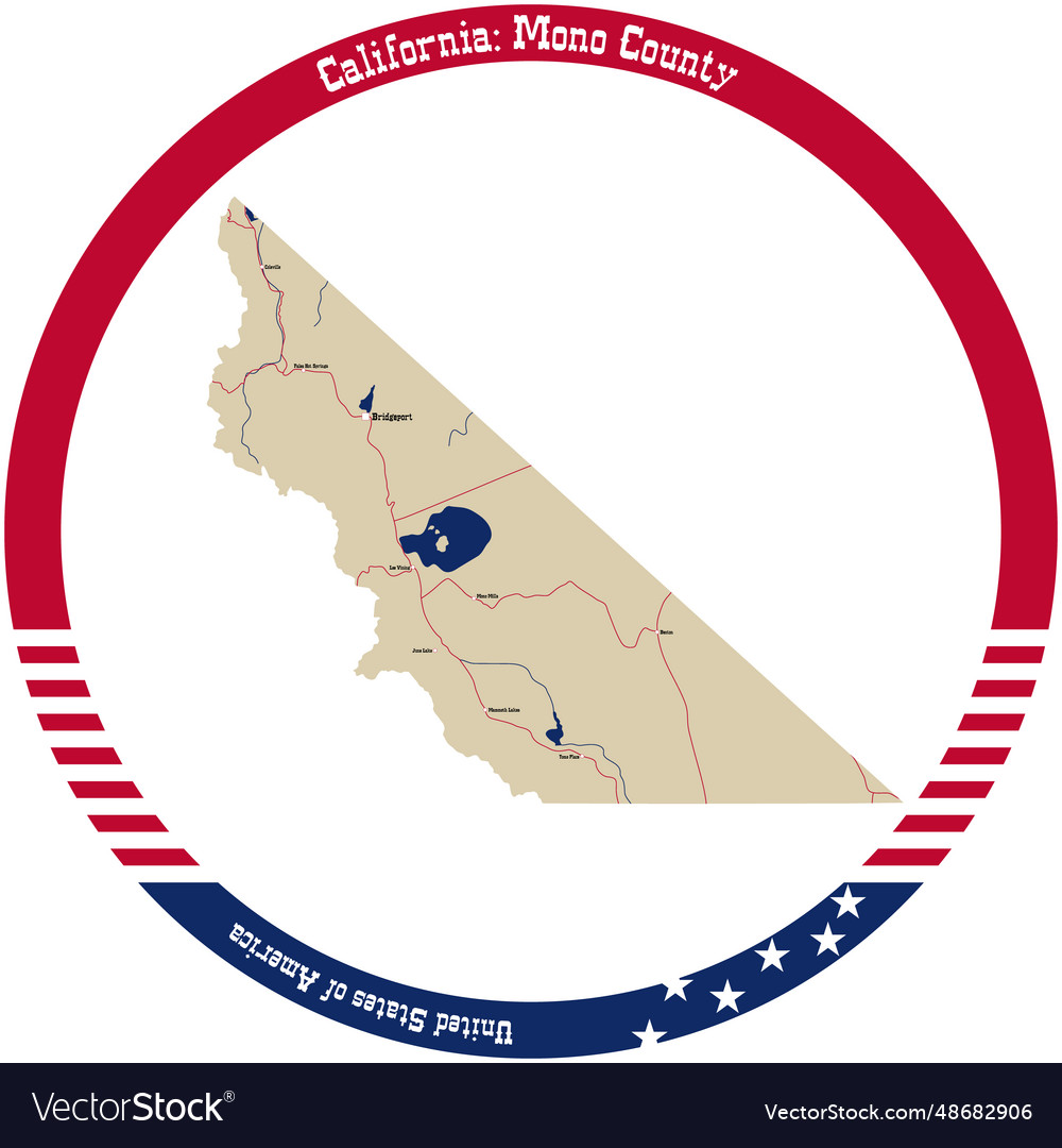 Map of mono county in california usa arranged Vector Image