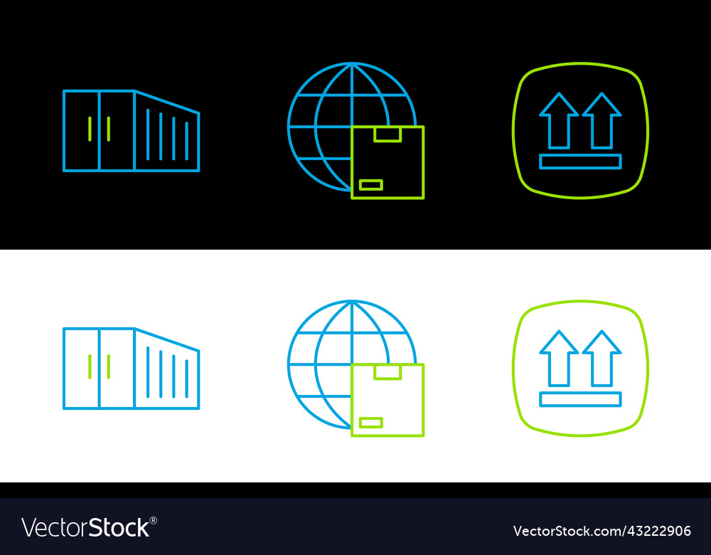 Set line this side up container and worldwide