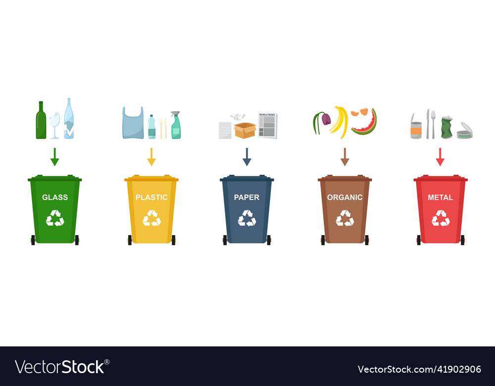 Set of garbage bins for recycling different types Vector Image