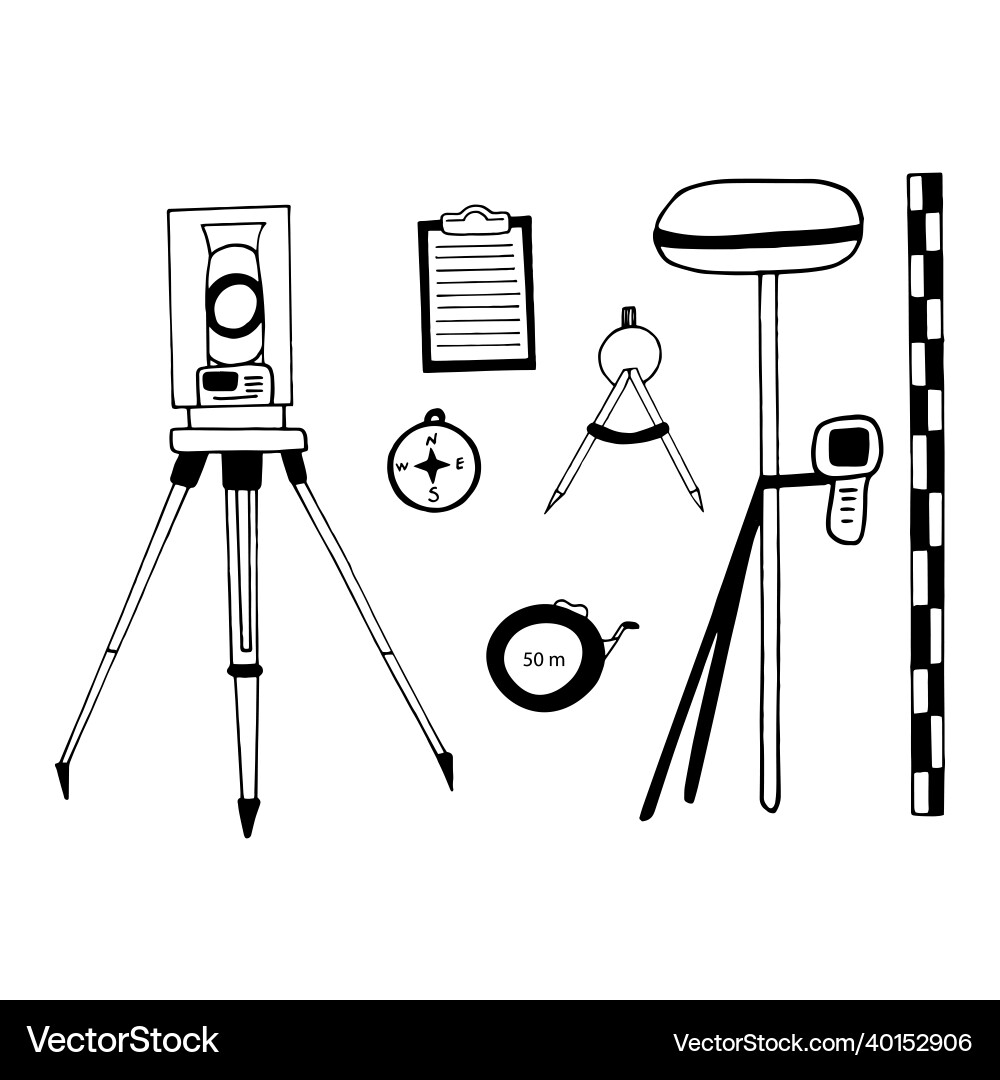 Tacheometer technical level total station tape Vector Image