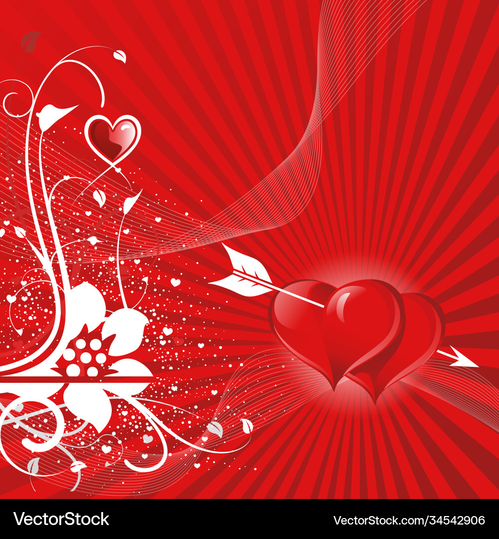 Two-color red background with hearts with a white Vector Image