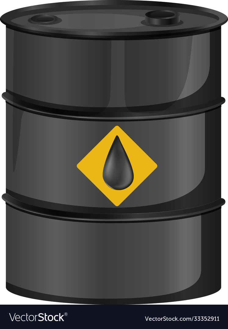 Black oil barrels with crude sign isolated Vector Image