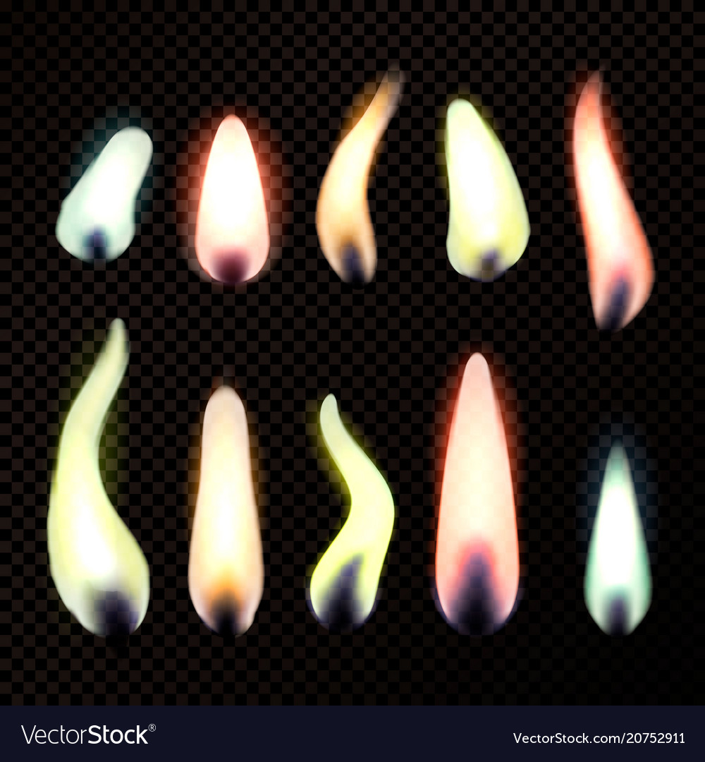 Candle flames realistic set Royalty Free Vector Image